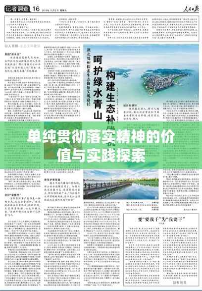 单纯贯彻落实精神的价值与实践探索