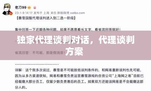 独家代理谈判对话,代理谈判方案