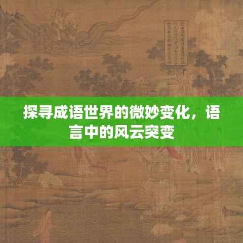 探寻成语世界的微妙变化,语言中的风云突变