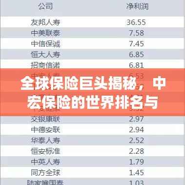 全球保险巨头揭秘,中宏保险的世界排名与地位