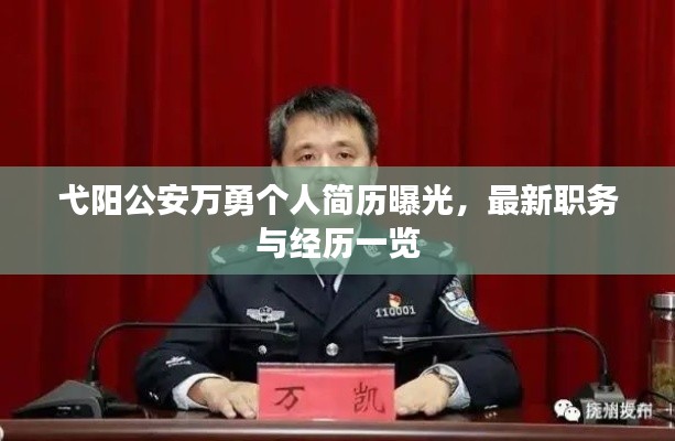 弋阳公安万勇个人简历曝光,最新职务与经历一览