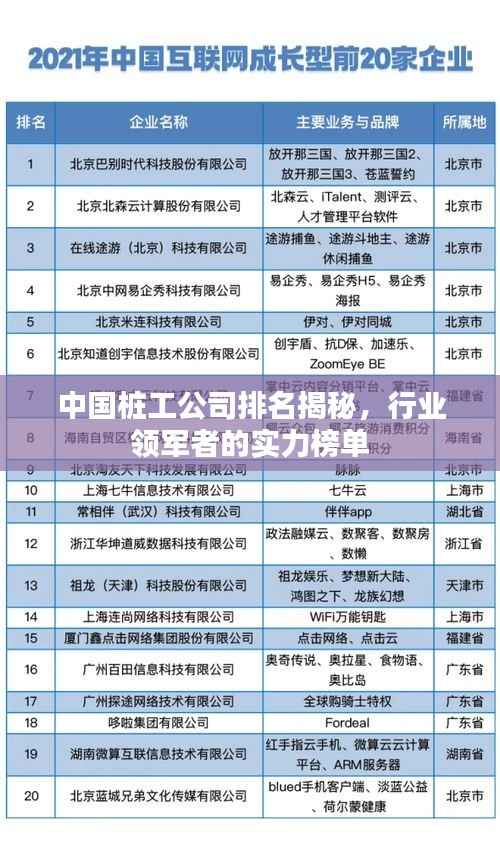 中国桩工公司排名揭秘，行业领军者的实力榜单