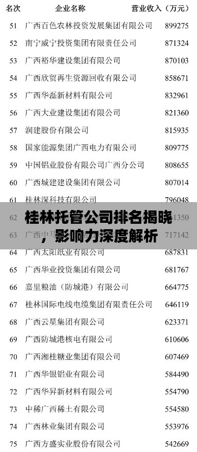桂林托管公司排名揭晓，影响力深度解析
