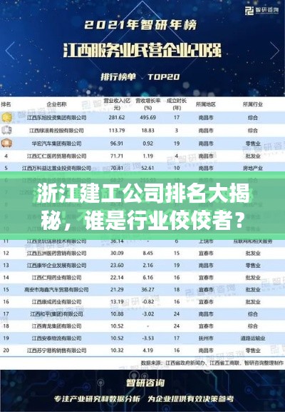 浙江建工公司排名大揭秘,谁是行业佼佼者?