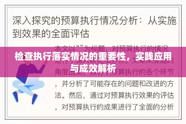 检查执行落实情况的重要性,实践应用与成效解析
